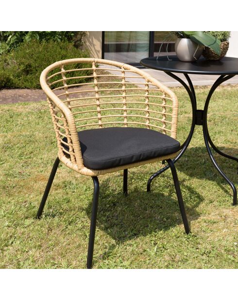2 fauteuils in natuurlijk synthetisch rotan - 56x61x78 cm
