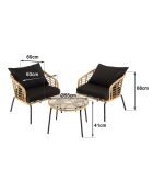 Set de jardín para 2 personas beige/negro