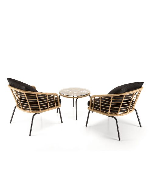 Set de jardín para 2 personas beige/negro