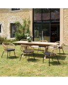 2 Fauteuils en rotin synthétique naturel - 56x61x78 cm
