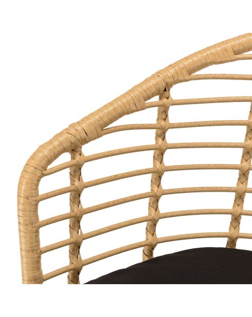 2 Fauteuils en rotin synthétique naturel - 56x61x78 cm