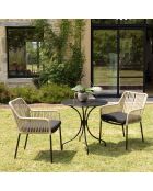 2 Fauteuils cordage noirs - 55x62x81 cm
