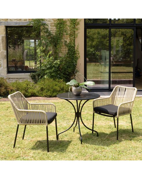 2 zwarte touwstoelen - 55x62x81 cm