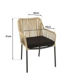 2 Fauteuils cordage noirs - 55x62x81 cm