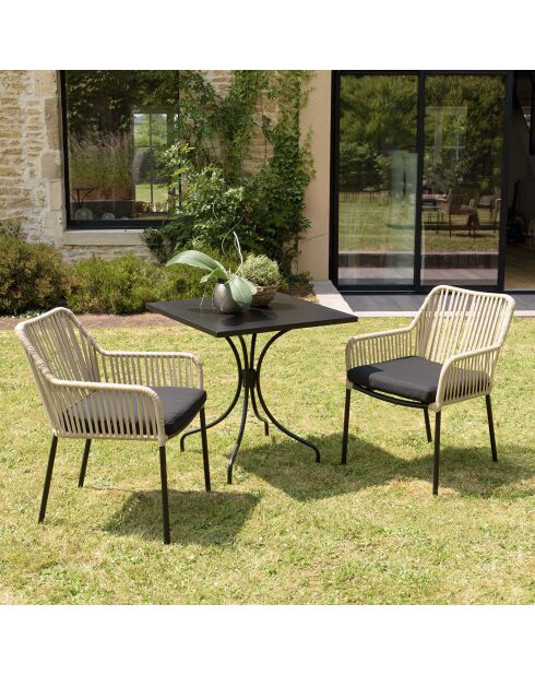 Set da giardino per 2 persone naturale/nero