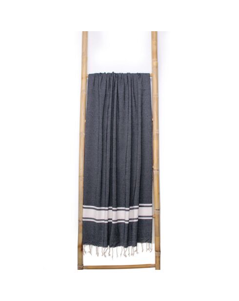 Fouta Famiglia XXL St Tropez Stripe Classic Jeansblau — 200 x 200 cm
