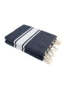 Fouta Famiglia XXL St Tropez Rayure Classique bleu jean - 200x200 cm