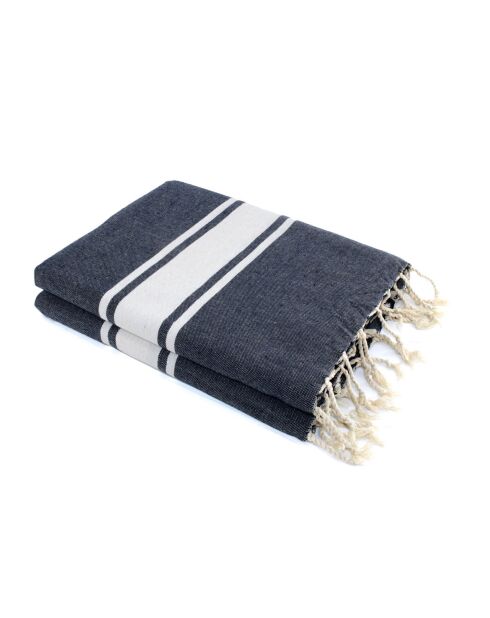 Fouta Famiglia XXL St Tropez Stripe Classic Jeansblau — 200 x 200 cm