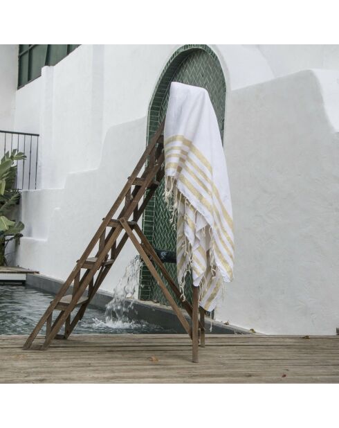 Fouta Famiglia XXL Hamptons en forma de panal blanco/dorado - 200x200 cm