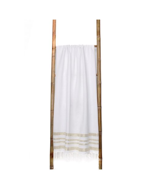 Fouta Famiglia XXL Hamptons en forma de panal blanco/dorado - 200x200 cm