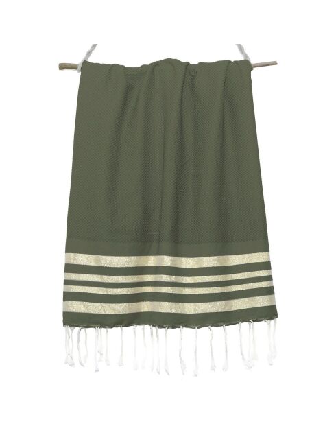 Hamptons Lurex Honeycomb Fouta khaki/goldgrün - 100x200 cm