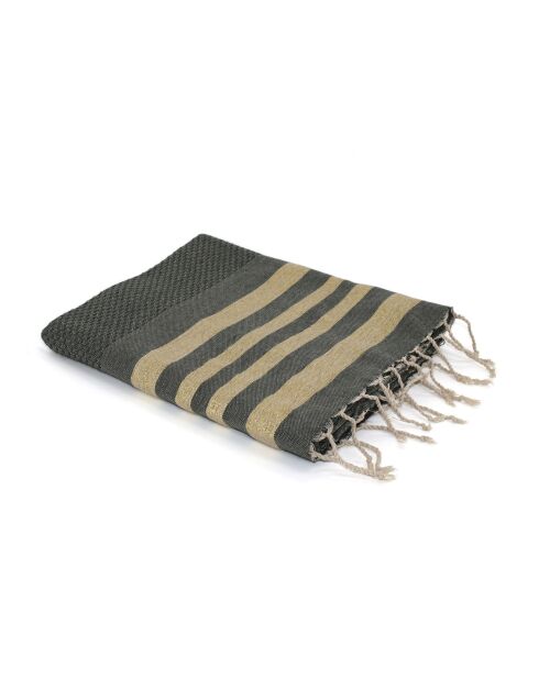 Hamptons Lurex Honeycomb Fouta khaki/goldgrün - 100x200 cm