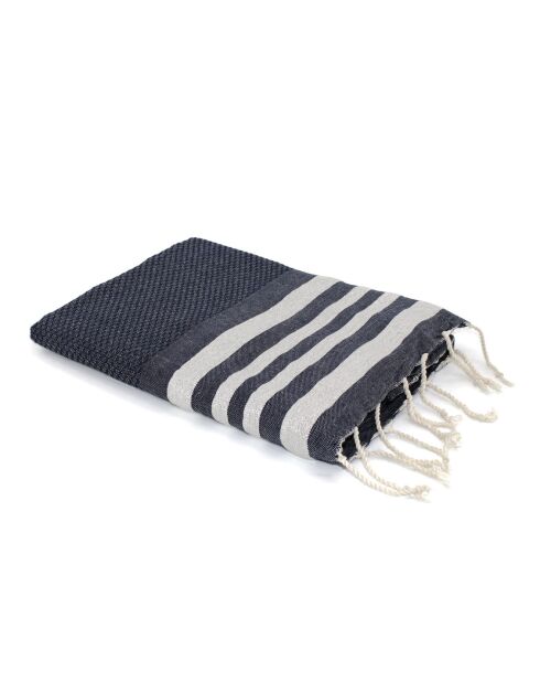 Fouta Hamptons Lurex blau/silberne Wabe - 100x200 cm