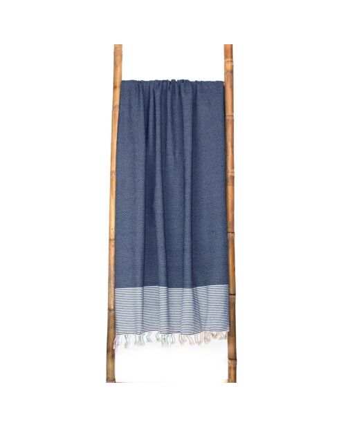 Jeans blu Fouta Famiglia XXL Ibiza a nido d'ape - 200x200 cm