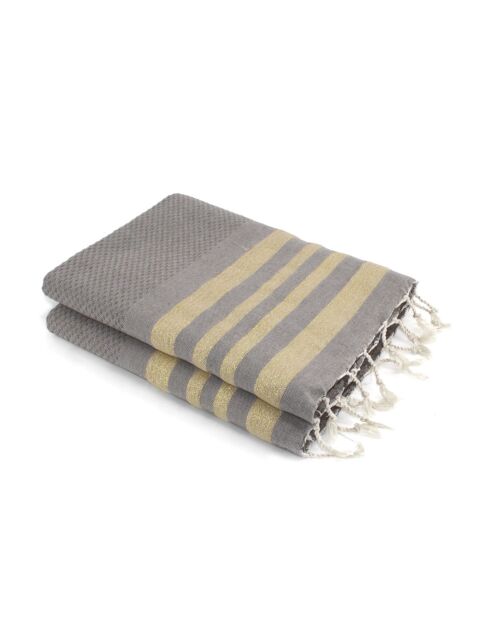Fouta Famiglia XXL Hamptons Honeycomb taupe/gold - 200x200 cm