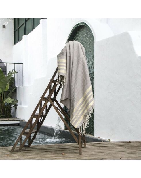 Fouta Famiglia XXL Hamptons Honeycomb taupe/gold - 200x200 cm
