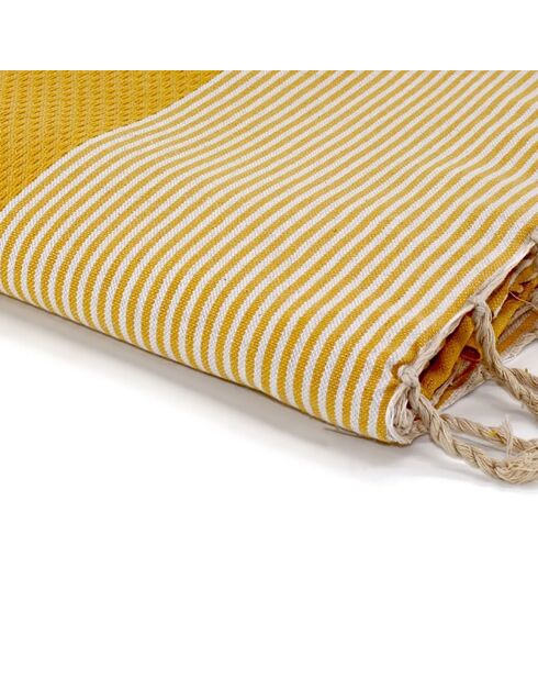 Fouta Honeycomb Ibiza feine Streifen safrangelb - 100x200 cm