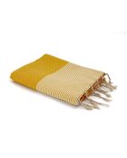 Fouta Honeycomb Ibiza feine Streifen safrangelb - 100x200 cm