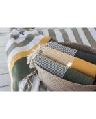 Fouta Honeycomb Ibiza feine Streifen safrangelb - 100x200 cm