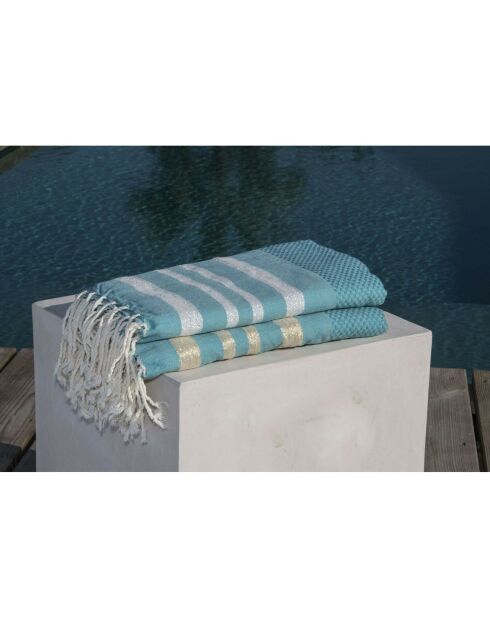 Hamptons Honeycomb Fouta, türkis, 100 x 200 cm