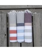 Fouta Arcachon himmelblau/weiß/marineblau/perlgrau - 100x200 cm
