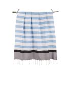 Fouta Arcachon himmelblau/weiß/marineblau/perlgrau - 100x200 cm