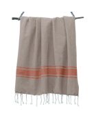 St Tropez Traditionelles Fouta, 100 x 200 cm, Taupe/Terrakotta