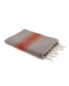 St Tropez Traditionelles Fouta, 100 x 200 cm, Taupe/Terrakotta
