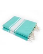 Fouta Famiglia XXL St Tropez Stripe Klassiek Turkooisgroen - 200x200 cm