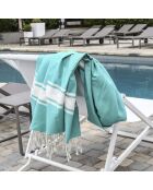 Fouta Famiglia XXL St Tropez Stripe Klassiek Turkooisgroen - 200x200 cm