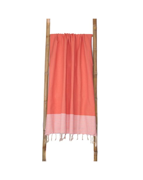 Fouta Famiglia Ibiza Honeycomb, tamaño XXL, color naranja coral, 200 x 200 cm
