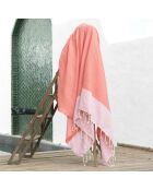 Fouta Famiglia XXL Ibiza a nido d'ape Corallo Arancio - 200x200 cm