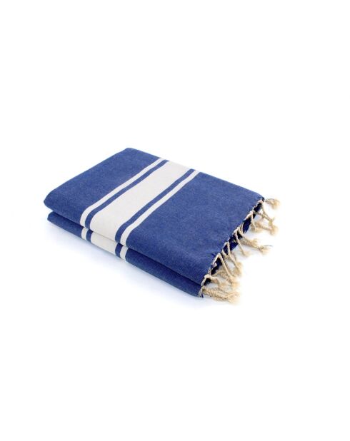 Fouta Famiglia XXL St. Tropez, klassisch gestreift, griechisch, blau, 200 x 200 cm