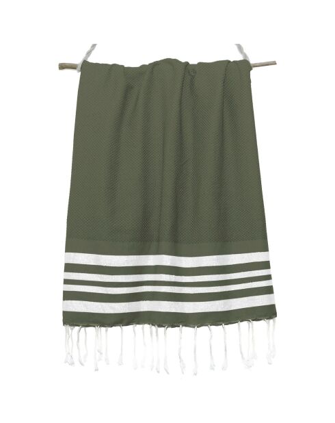 Hamptons Lurex Honeycomb Fouta khakigrün/silber - 100x200 cm
