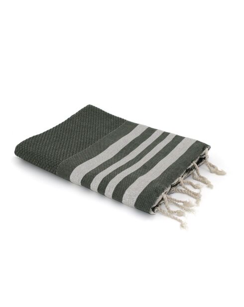 Hamptons Lurex Honeycomb Fouta khakigrün/silber - 100x200 cm