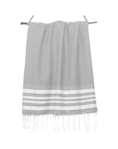 Fouta Hamptons Lurex Parelgrijs/Zilver Honingraat - 100x200 cm