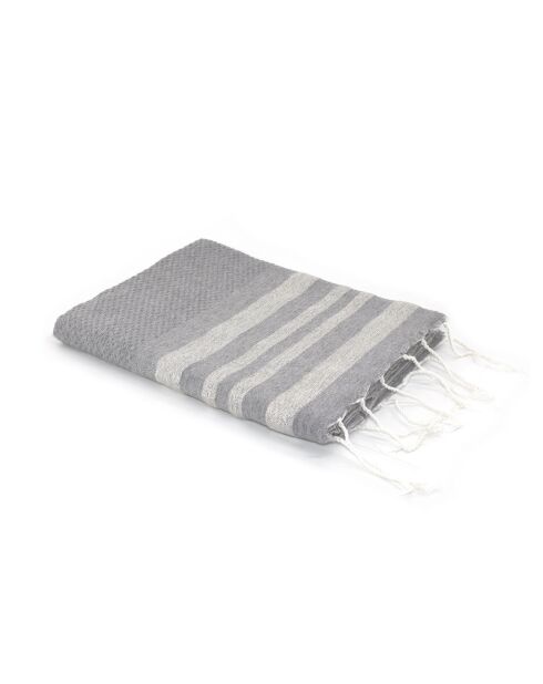 Fouta Hamptons Lurex Parelgrijs/Zilver Honingraat - 100x200 cm