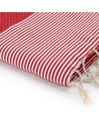 Fouta Ibiza a nido d'ape a strisce sottili rosse - 100x200 cm