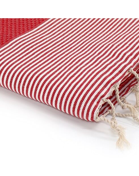 Fouta Ibiza Honeycomb feine Streifen rot - 100x200 cm