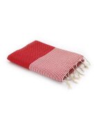 Fouta Ibiza a nido d'ape a strisce sottili rosse - 100x200 cm