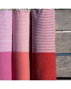 Fouta Ibiza a nido d'ape a strisce sottili rosse - 100x200 cm