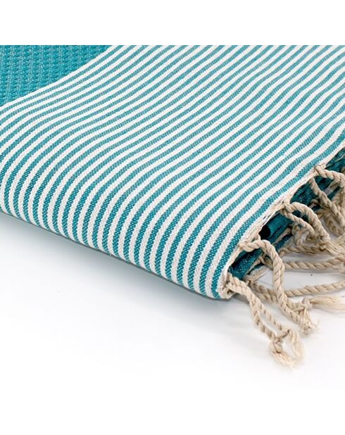 Fouta Nid d'Abeille Ibiza vert canard - 100x200 cm