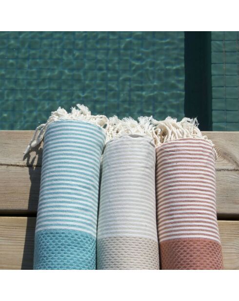 Fouta Nid d'Abeille Ibiza vert canard - 100x200 cm