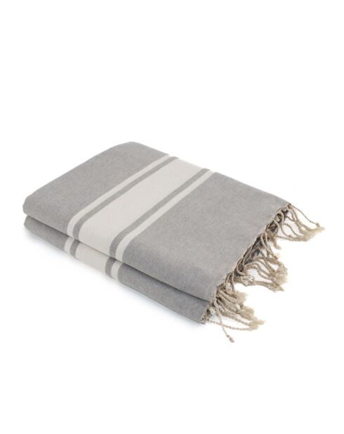 Fouta Famiglia XXL St. Tropez, klassisch gestreift, Perlgrau, 200 x 200 cm