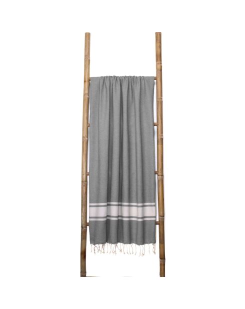 Fouta Famiglia XXL St Tropez, mittelgrau, klassisch gestreift, 200 x 200 cm