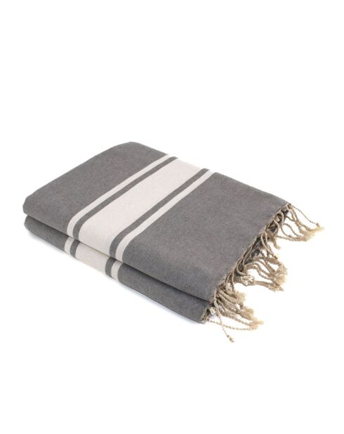 Fouta Famiglia XXL St Tropez, mittelgrau, klassisch gestreift, 200 x 200 cm