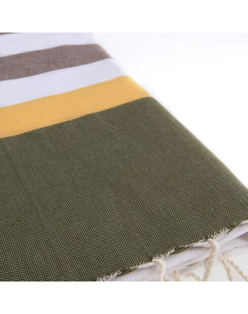 Fouta Arcachon taupe/weiß/gelb - 100x200 cm