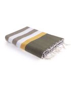 Fouta Arcachon taupe/weiß/gelb - 100x200 cm