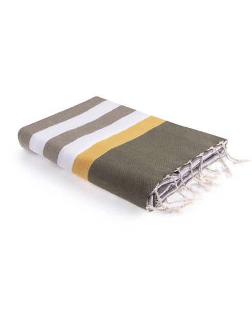 Fouta Arcachon taupe/weiß/gelb - 100x200 cm