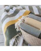Fouta Arcachon taupe/weiß/gelb - 100x200 cm